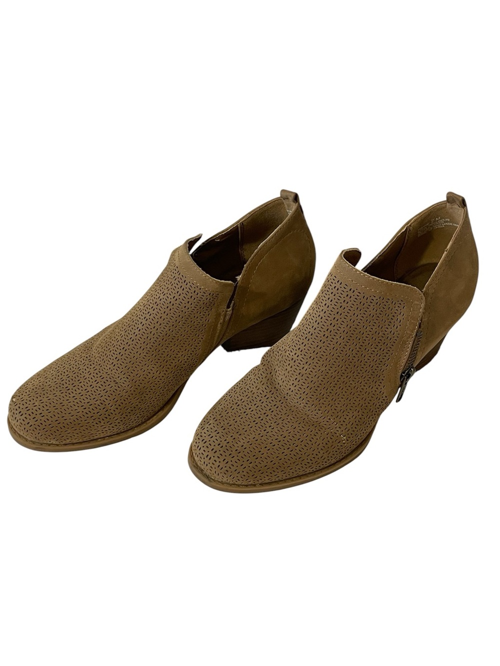 Baretraps Rianne Cognac/Tan Perforated Suede Ankle Booties Casual Bohemian